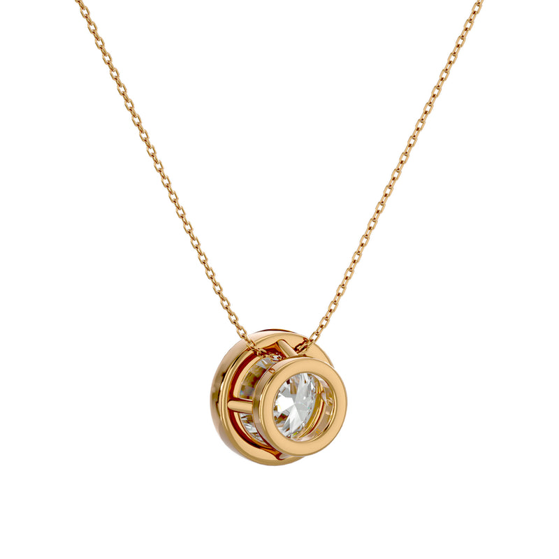 Women's Round Diamond Bezel Pendant Necklace Online (1.0 Ct.)