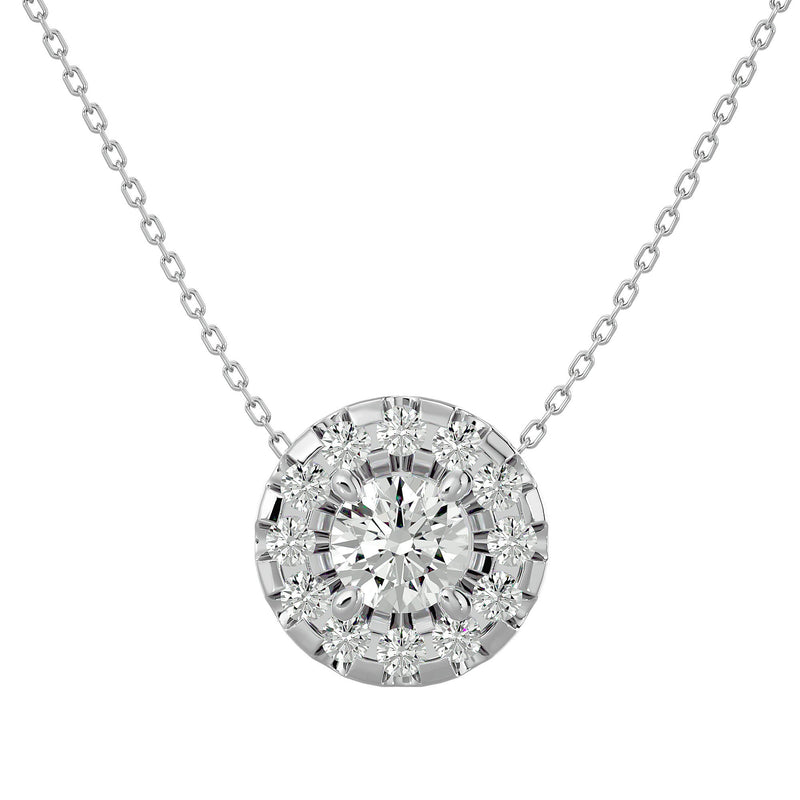 Women's 14.5 mm Halo Diamond Pendant Chain Necklace (1.2 Ct.)