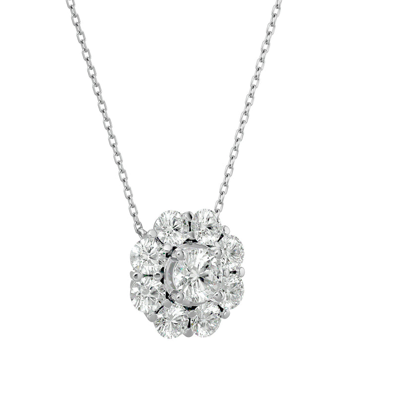 Floral Halo Diamond Pendant (0.9 Ctw.)