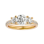 Three-Stone Diamond Halo Engagement Ring (1.3 Ct.)