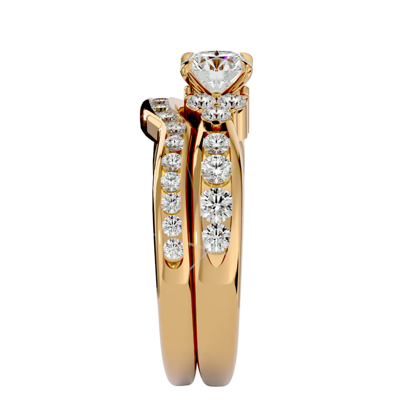 Diamond Sidestone Engagement Ring & Wedding Band Set (0.60 Ct.)