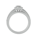Diamond Halo Engagement Ring and Wedding Band Set (0.60 Ct.)