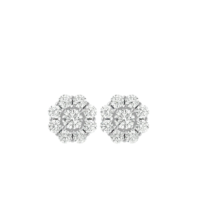 Floral Diamond Stud Earrings (1.9 Ctw.)